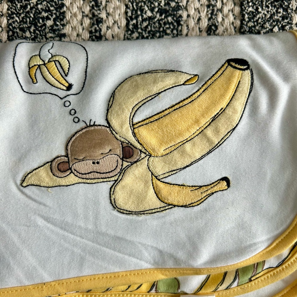 Gymboree Banana and Monkey Blanket - Yellow and Green